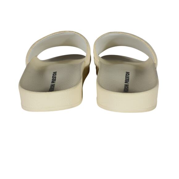 Heron Preston Leather Cream Pool Slides Size 45 EU / US Mens 12
